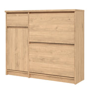 Naia Shoe Cabinet with 2 Flip Down Doors 1 Door and 1 Drawer in Jackson Hickory Oak 