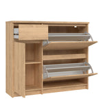 Naia Shoe Cabinet with 2 Flip Down Doors 1 Door and 1 Drawer in Jackson Hickory Oak 