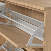 Naia Shoe Cabinet with 2 Flip Down Doors 1 Door and 1 Drawer in Jackson Hickory Oak 