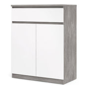 Naia Sideboard 1 Drawer 2 Doors in Concrete and White High Gloss 