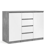 Naia Sideboard 4 Drawers 2 Doors in Concrete and White High Gloss 