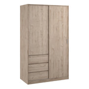 Naia Wardrobe with 1 Sliding Door 1 Door 3 Drawers in Jackson Hickory Oak 