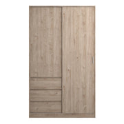 Naia Wardrobe with 1 Sliding Door 1 Door 3 Drawers in Jackson Hickory Oak 