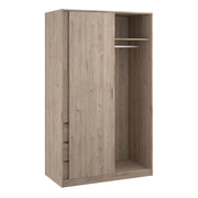 Naia Wardrobe with 1 Sliding Door 1 Door 3 Drawers in Jackson Hickory Oak 