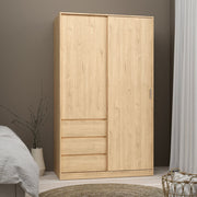 Naia Wardrobe with 1 Sliding Door 1 Door 3 Drawers in Jackson Hickory Oak 