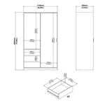 Naia Wardrobe with 1 Sliding Door 1 Door 3 Drawers in Jackson Hickory Oak 