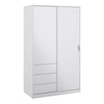 Naia Wardrobe with 1 Sliding Door 1 Door 3 Drawers in White High Gloss 