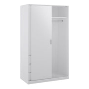 Naia Wardrobe with 1 Sliding Door 1 Door 3 Drawers in White High Gloss 