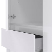 Naia Wardrobe with 1 Sliding Door 1 Door 3 Drawers in White High Gloss 