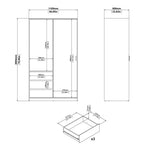 Naia Wardrobe with 1 Sliding Door 1 Door 3 Drawers in White High Gloss 