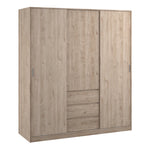 Naia Wardrobe with 2 Sliding Doors 1 Door 3 Drawers in Jackson Hickory Oak 