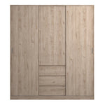 Naia Wardrobe with 2 Sliding Doors 1 Door 3 Drawers in Jackson Hickory Oak 
