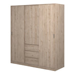 Naia Wardrobe with 2 Sliding Doors 1 Door 3 Drawers in Jackson Hickory Oak 