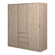 Naia Wardrobe with 2 Sliding Doors 1 Door 3 Drawers in Jackson Hickory Oak 