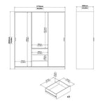 Naia Wardrobe with 2 Sliding Doors 1 Door 3 Drawers in Jackson Hickory Oak 