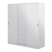 Naia Wardrobe with 2 Sliding Doors 1 Door 3 Drawers in White High Gloss 