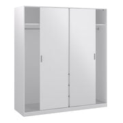 Naia Wardrobe with 2 Sliding Doors 1 Door 3 Drawers in White High Gloss 