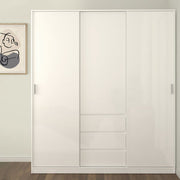 Naia Wardrobe with 2 Sliding Doors 1 Door 3 Drawers in White High Gloss 