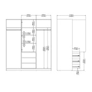 Naia Wardrobe with 2 Sliding Doors 1 Door 3 Drawers in White High Gloss 