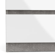 Naia Wide Chest of 6 Drawers (3+3) in Concrete and White High Gloss 