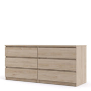 Naia Wide Chest of 6 Drawers (3+3) in Jackson Hickory Oak 
