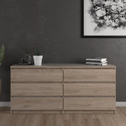 Naia Wide Chest of 6 Drawers (3+3) in Jackson Hickory Oak 