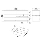 Naia Wide Chest of 6 Drawers (3+3) in Jackson Hickory Oak 