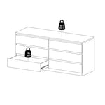 Naia Wide Chest of 6 Drawers (3+3) in Jackson Hickory Oak 