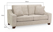 Nebraska Beige Fabric 3 Seater Sofa