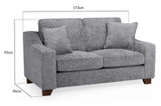 Nebraska Slate Grey Fabric 2 Seater Sofa