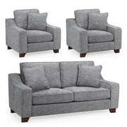 Nebraska Slate Grey Fabric 3+1+1 Seater Sofa Set