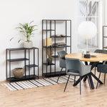 Newcastle Asymmetrical Bookcase with 3 Shelves in Matt Black 