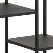 Newcastle Asymmetrical Bookcase with 3 Shelves in Matt Black 