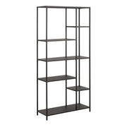 Newcastle Asymmetrical Bookcase with 6 Shelves in Matt Black 