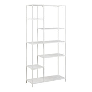 Newcastle Asymmetrical Bookcase with 6 Shelves in White 