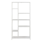 Newcastle Asymmetrical Bookcase with 6 Shelves in White 