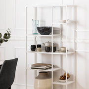 Newcastle Asymmetrical Bookcase with 6 Shelves in White 