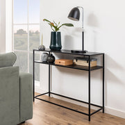 Newcastle Console Table with Open Shelf in Matt Black 