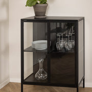 Newcastle Low 2 Door Display Cabinet in Matt Black 