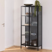Newcastle Tall 2 Door Display Cabinet in Matt Black 