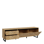 Nikomedes TV Unit  in Spica Oak/Matt Black/Bartex Oak 