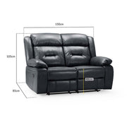 Novie Black Faux Leather 2 Seater Sofa