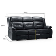 Novie Black Faux Leather 3 Seater Sofa