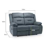 Novie Grey Fabric 2 Seater Manual Recliner Sofa