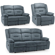 Novie Grey Fabric 3+2+1 Seater Manual Recliner Sofa Set