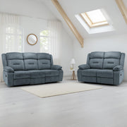 Novie Grey Fabric 3+2 Seater Manual Recliner Sofa Set