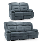 Novie Grey Fabric 3+2 Seater Manual Recliner Sofa Set