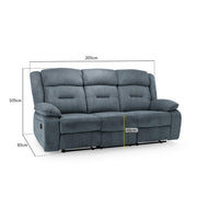 Novie Grey Fabric 3 Seater Manual Recliner Sofa
