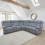 Novie Grey Fabric Manual Recliner Corner Sofa