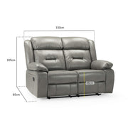 Novie Grey Faux Leather 2 Seater Manual Recliner Sofa